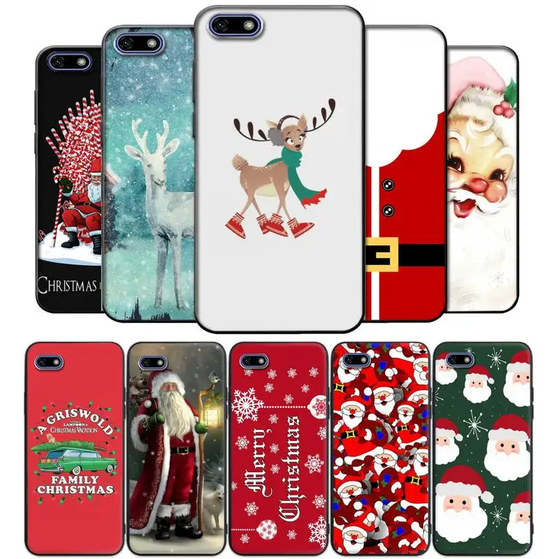 

Christmas NEW Year Black Silicone Phone Case for iphone 11 12 13 pro se 20 max xr xs x 7 8 6s plus mini Fundas Coque cover
