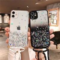 glitter crossbody case for samsung galaxy s21 plus s20 fe s21 ultra a51 a52 a72 a32 necklace lanyard strap gradient phone cover