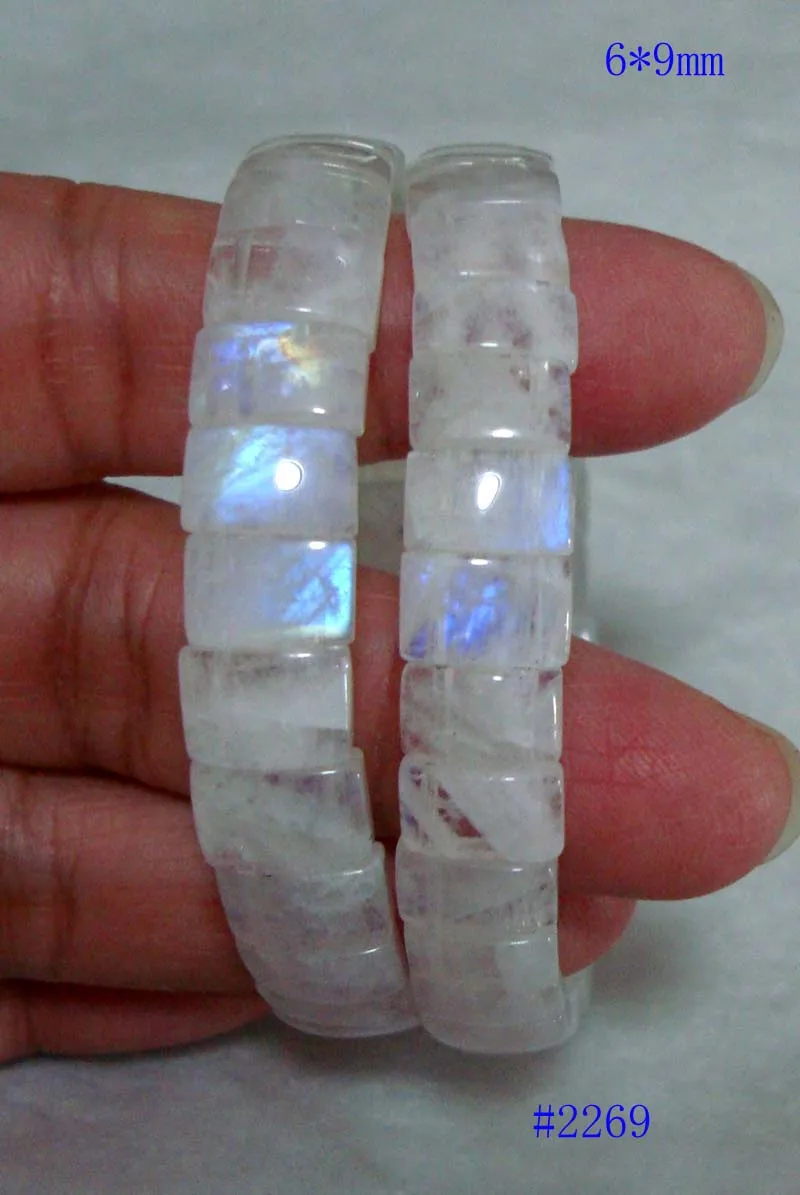 Бесплатная доставка прямоугольные бусины из натурального лунного камня браслет