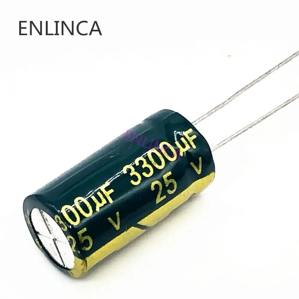 

50pcs/lot h053 25V 3300UF Low ESR/Impedance high frequency aluminum electrolytic capacitor size 13*25 3300UF25V 20%