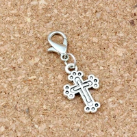 30pcslots cross alloy charm bead with lobster clasp fit charm bracelet diy jewelry 12x33 5mm a 275b