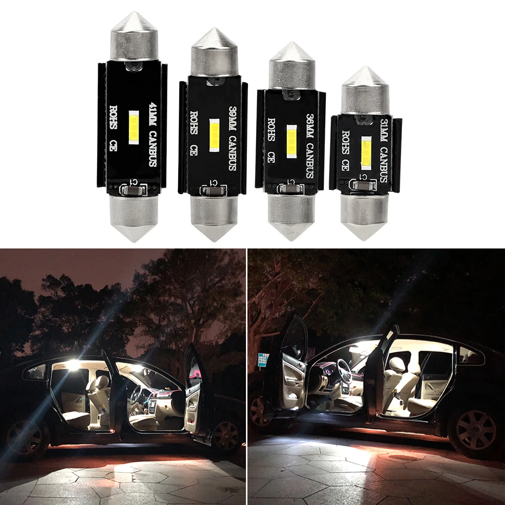 

31 мм 36 мм 39 мм 41 мм DC 12 В CSP чипы для чтения освещения номерного знака C5W C10W светодиодный лампы Canbus Festoon купольная лампа для салона автомобиля