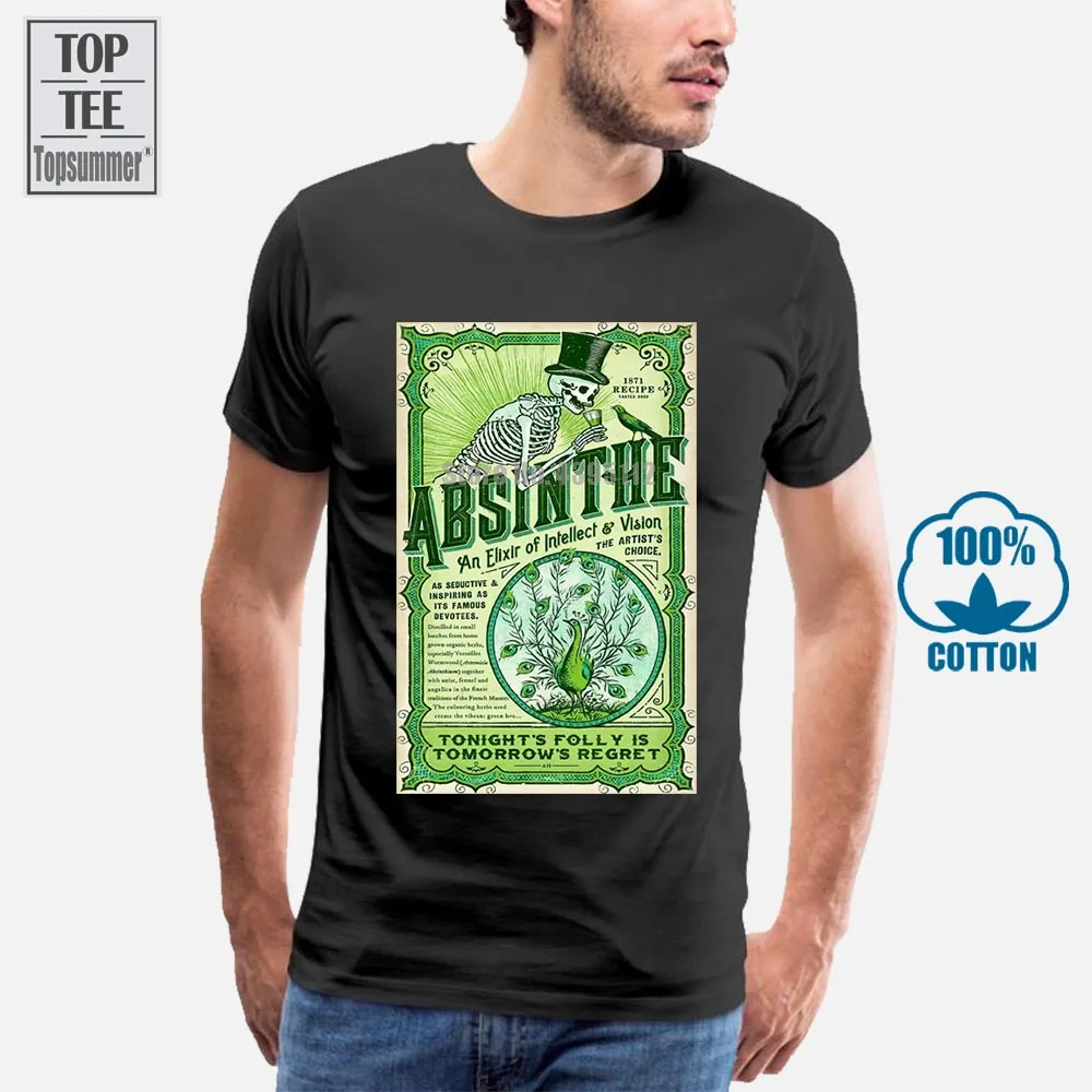 Absinthe 1871 психоделический спирт Ecstasy ретро унисекс футболка 1346 | Мужская одежда