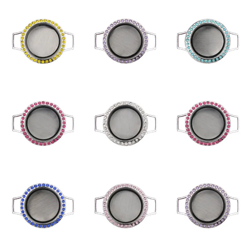 5 шт./лот L100 25 мм стеклянные круглые подвески из нержавеющей стали со стразами для