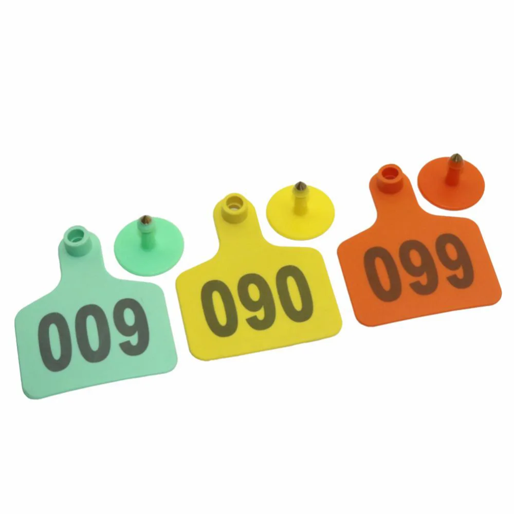 

100 Pcs Farm Aniamls Cow Ear Tag Signs Farm Animal Identification Car with The Word Number (Yellow)