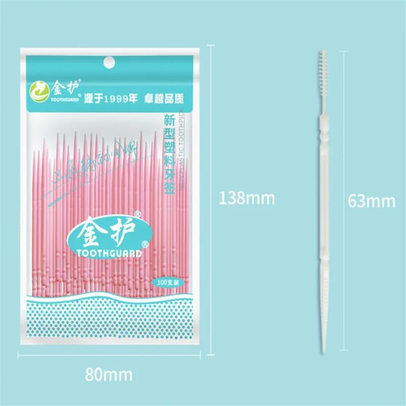 

100pcs/bag Double Head Dental Floss Interdental Toothpick Brush Brush Teeth Stick Dental Oral Care Toothpicks Floss Pick