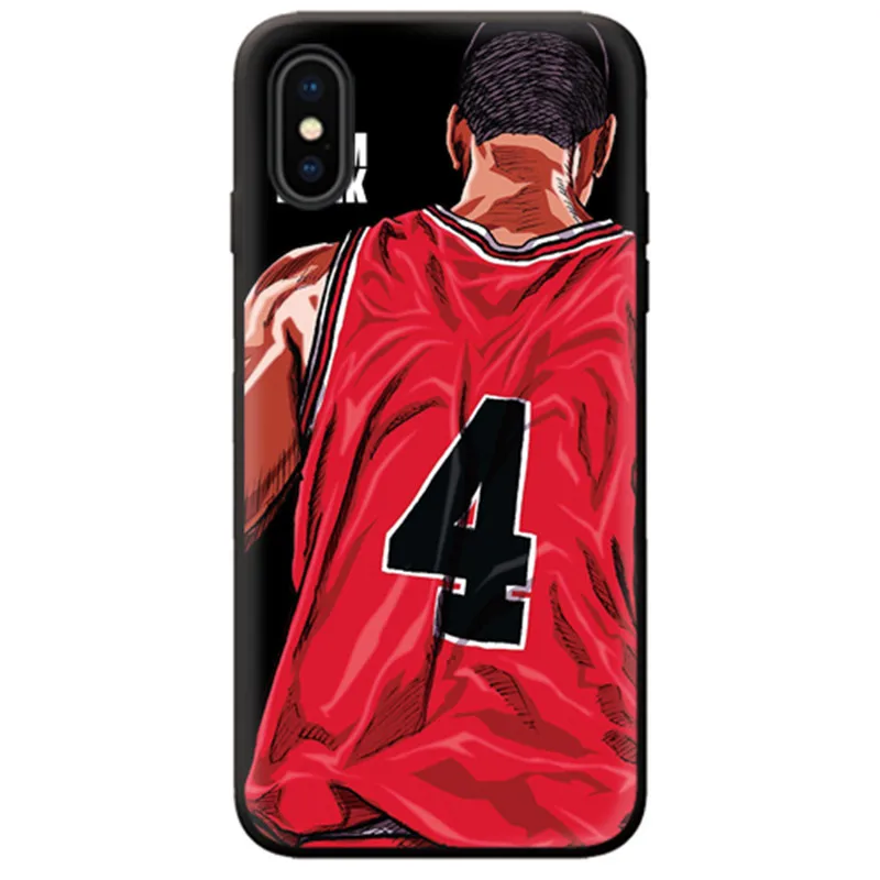 QY4H Милый мультфильм японское аниме чехол для iPhone 11 Pro Max XR Xs Max чехол для iPhone X 6 6s 7 8 Plus Coque Slam Dunk резиновый чехол - Цвет: QY4H