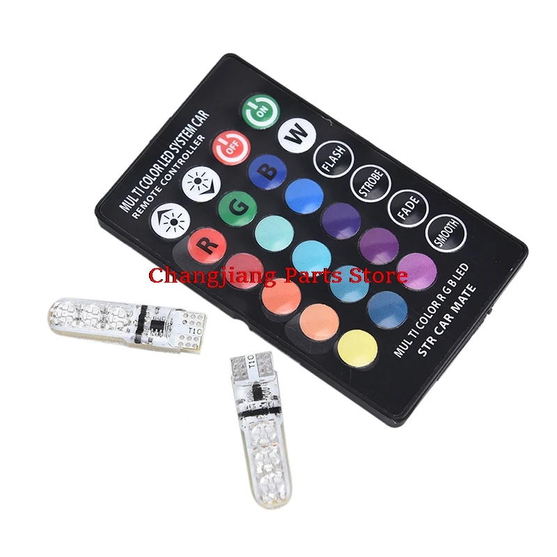 Автомобильный светодиодный T10 5050 6smd красочный с дистанционным Управление