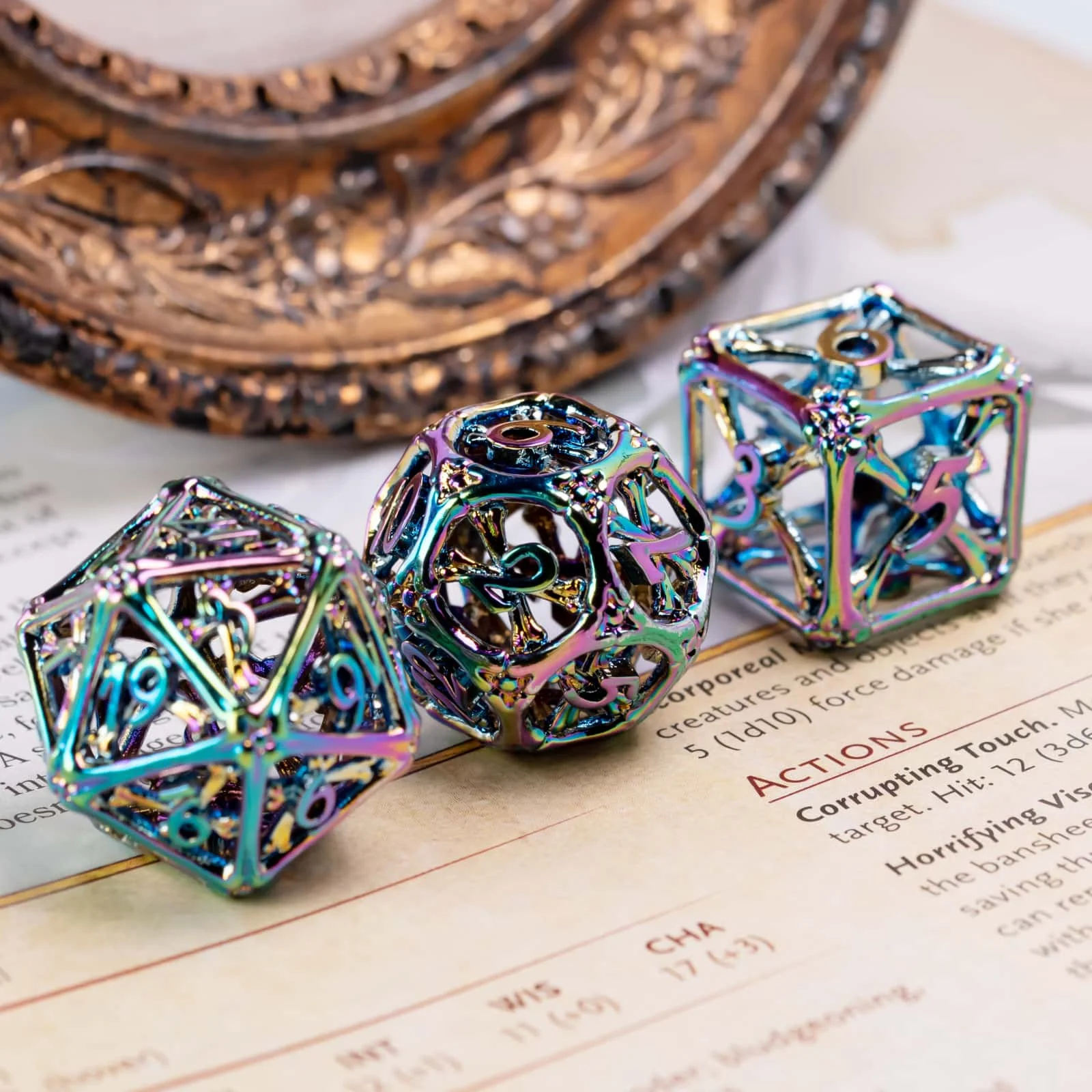 Cusdie полые металлические кости D &amp набор костей 7 шт. игральные DND многогранных для