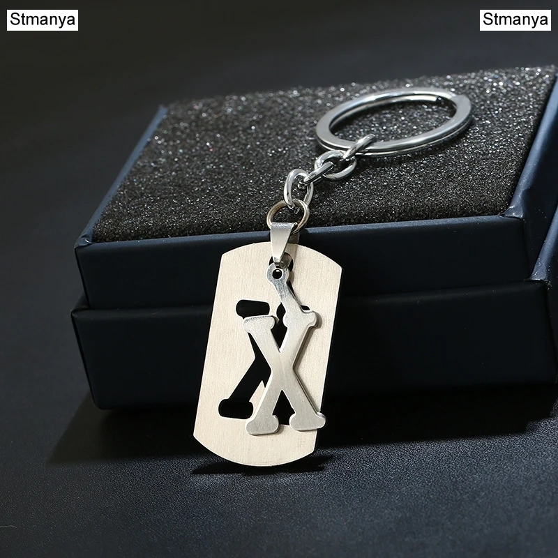 X DIY из нержавеющей стали A-Z буквы брелок талисман 26 букв брелок мужской женский брелок пара подарок ювелирные изделия автомобильный брелок - Цвет: X