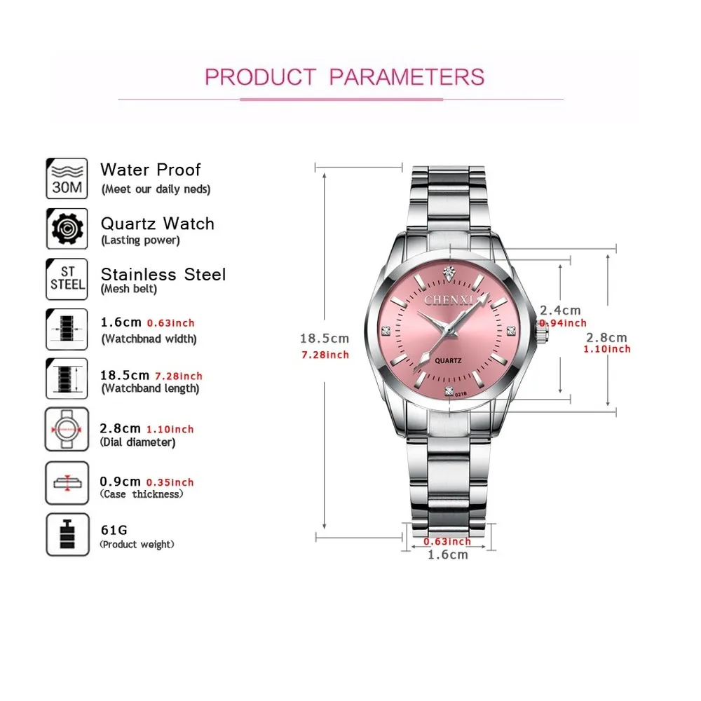 

CHENXI Quartz Movement High Quality Classic 30mm Women Stainless Steel Band Waterproof Ladies Watch New Year Gift Dropshipping
