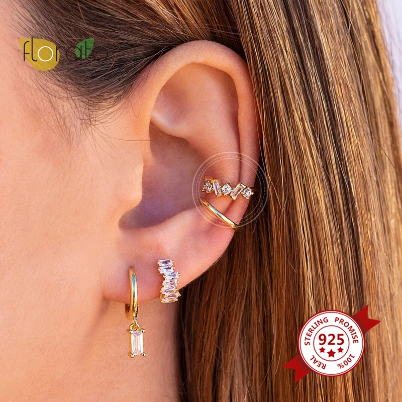 

1pcs Fashion Round CZ Clip Earrings For Women 925 Sterling Silver Without Piercing White Crystal Ear Cuff Girls Jewelry Gifts