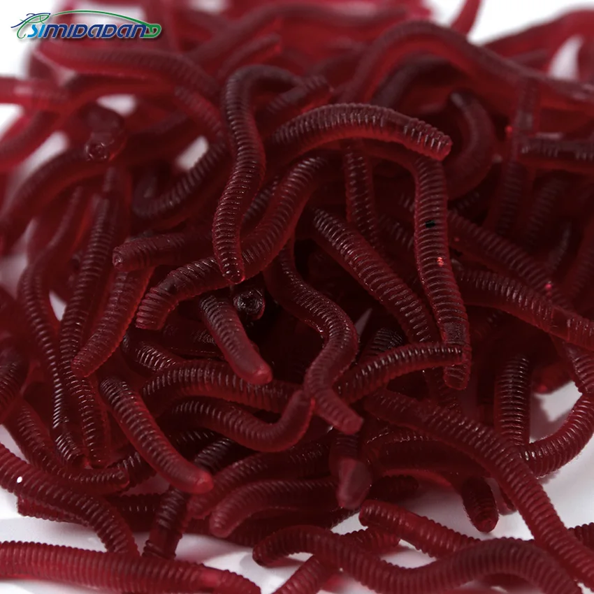 50 шт./упак. Мягкая приманка имитация рыбалки красные искусственные черви 4 см