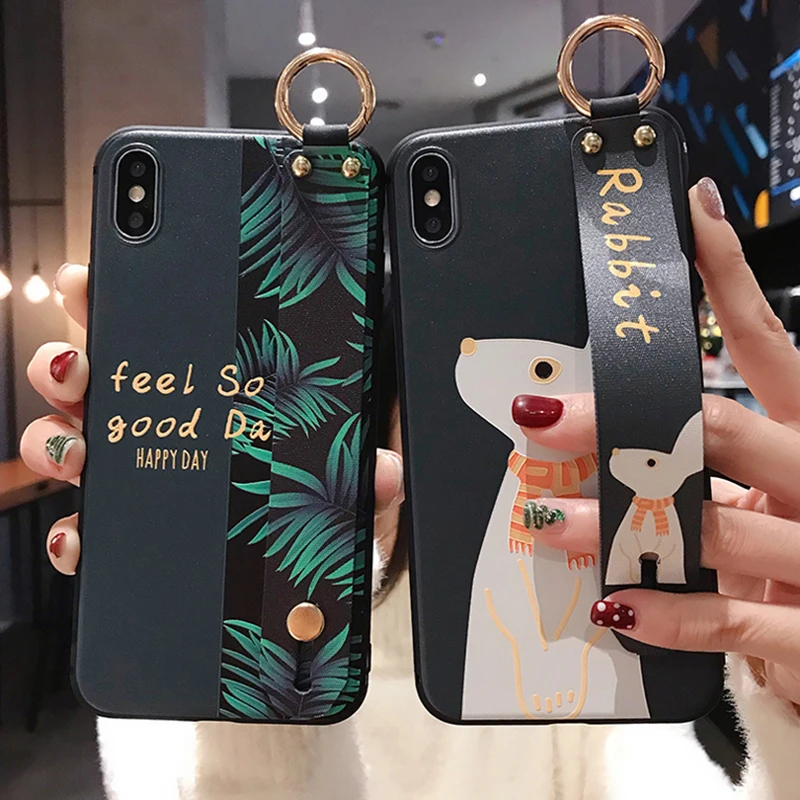 Винтажный чехол для телефона LOVECOM с листьями и ремешком на запястье iPhone 12 Mini 11 Pro Max