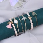6 шт.компл. браслеты с бусинами и кристаллами в виде ракушек-черепашек, ювелирные изделия, богемные розовые браслеты с кисточками, наборы для женщин