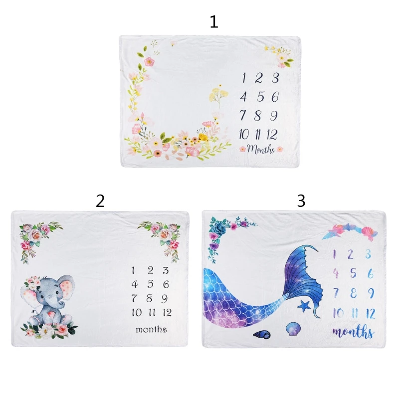 

40JC Flannel Milestone Blanket Baby Photography Background Newborn Bedding Quilt