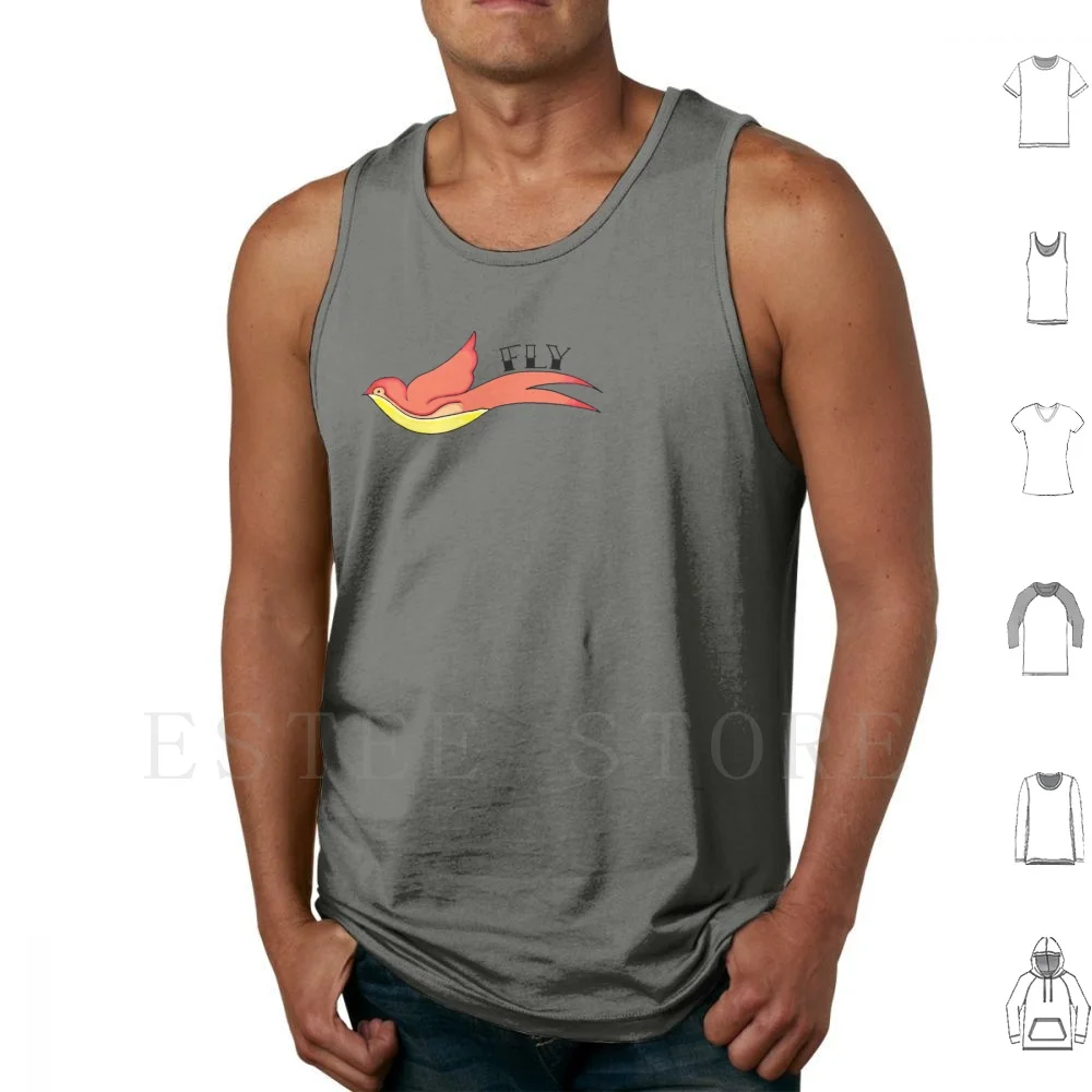 

Fly Tank Tops Vest Sleeveless Bird Fly Tattoo Swallow