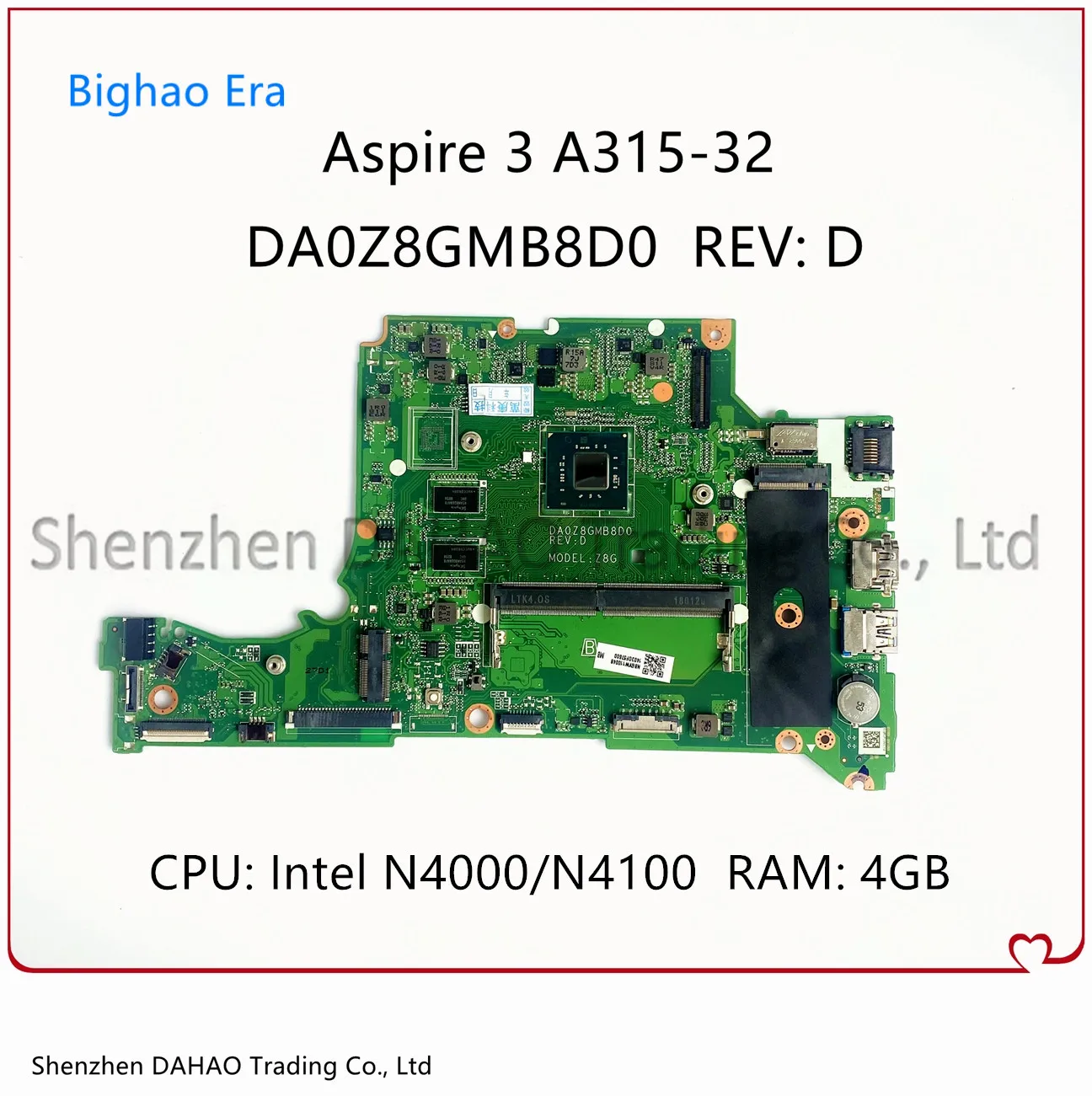 

Материнская плата для ноутбука Acer Aspire 3 A315-32 DA0Z8GMB8E0 с N4000/N4100 CPU 4G-RAM 100% полностью протестирована NBGVW11001 NBGVW11004