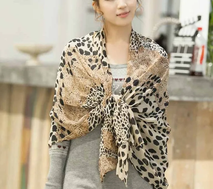 Летние Новые Стильные пляжные шарфы из шифоновой пряжи с леопардовым принтом| |