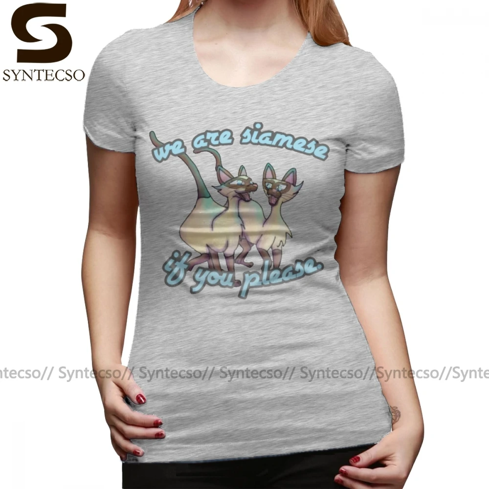 

Siamese Cat T-Shirt Siamese Cats T Shirt Plus Size Kawaii Women tshirt O Neck Cotton Summer Short Sleeve Green Ladies Tee Shirt