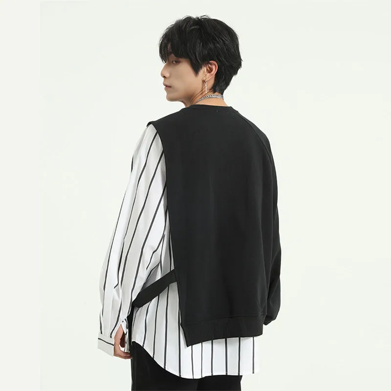Рубашка мужская в полоску пуловер с длинным рукавом свитшот уличная одежда стиле