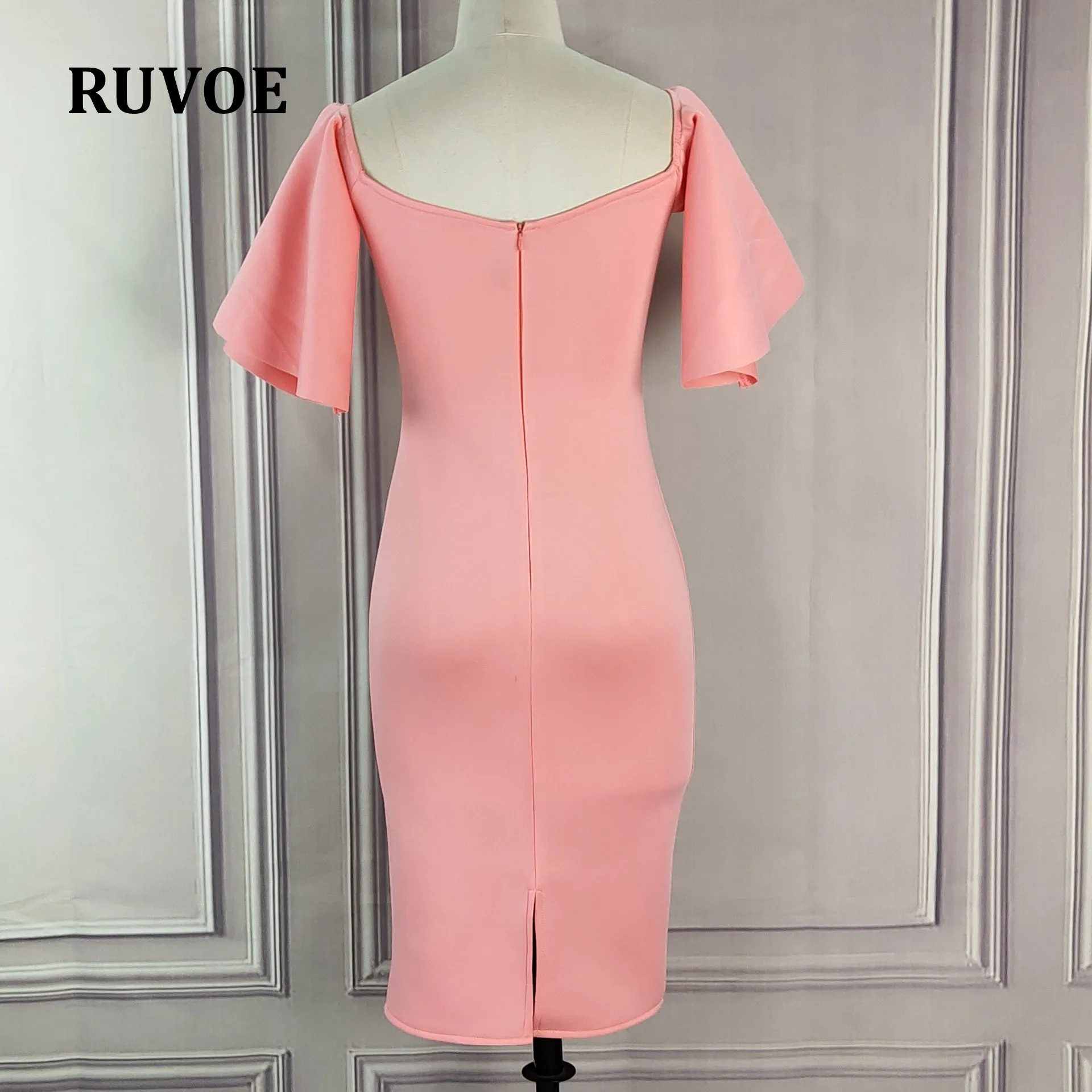 Женское облегающее Платье До Колена с расклешенным рукавом и V образным