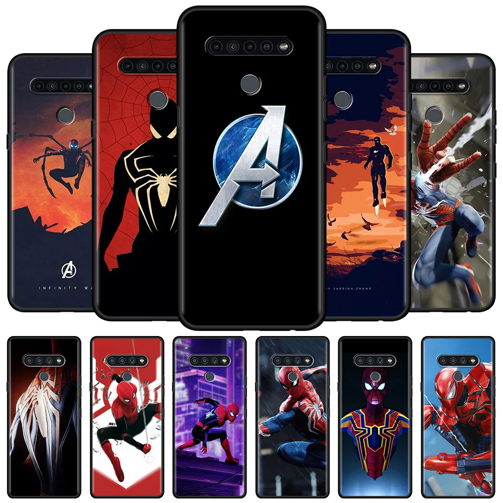

Marvel SpiderMan Case For LG K41s K61 K50 K50s K42 K40s K71 K52 K40 K92 Q92 G6 G7 G8 Black Silicone Fundas