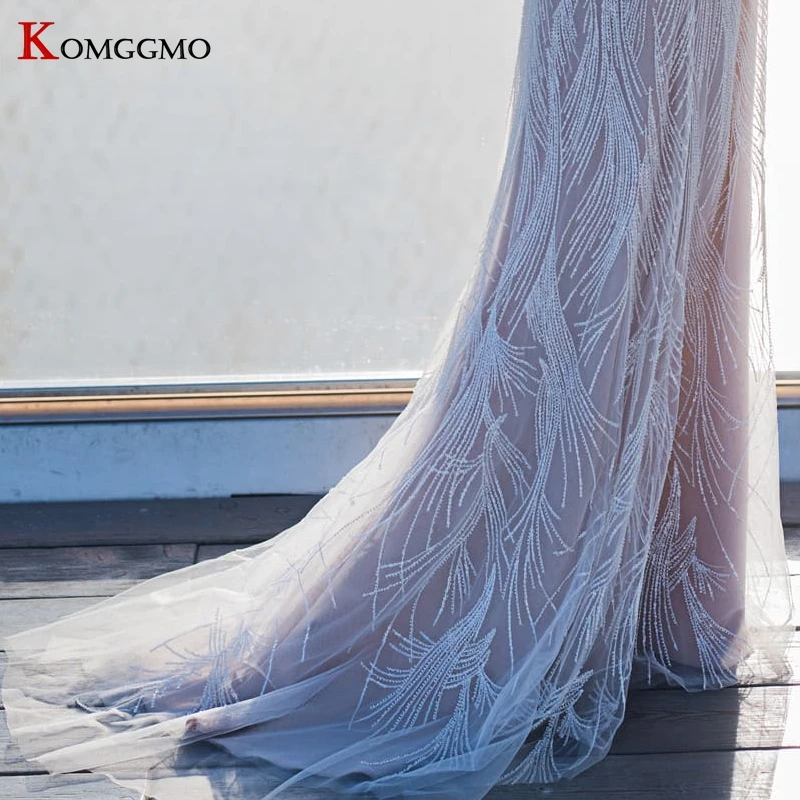 

Elegant Full Sleeve Embroidery Appliques Tulle O-Neck Mermaid Wedding Dress Luxury Zipper Back Court Train Bridal Gown 2021