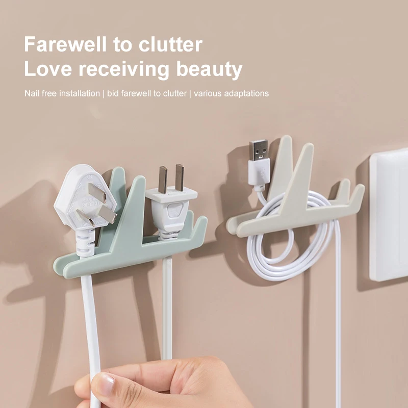 2pcs Plug Hook Mini Airplane Storage Holder Free Punch Kitchen Power Cord Household Tools | Дом и сад