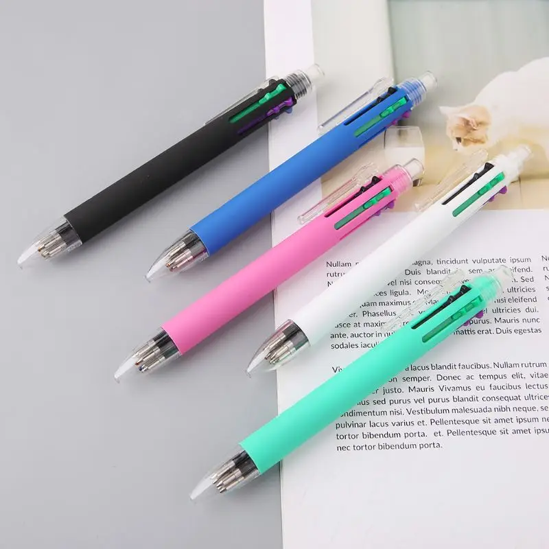 

1pc 0.7mm 5 Colors In One Retractable Ballpoint Pens Mechanical Pencil Smooth Writing Tip Note Taking School Stationery Office