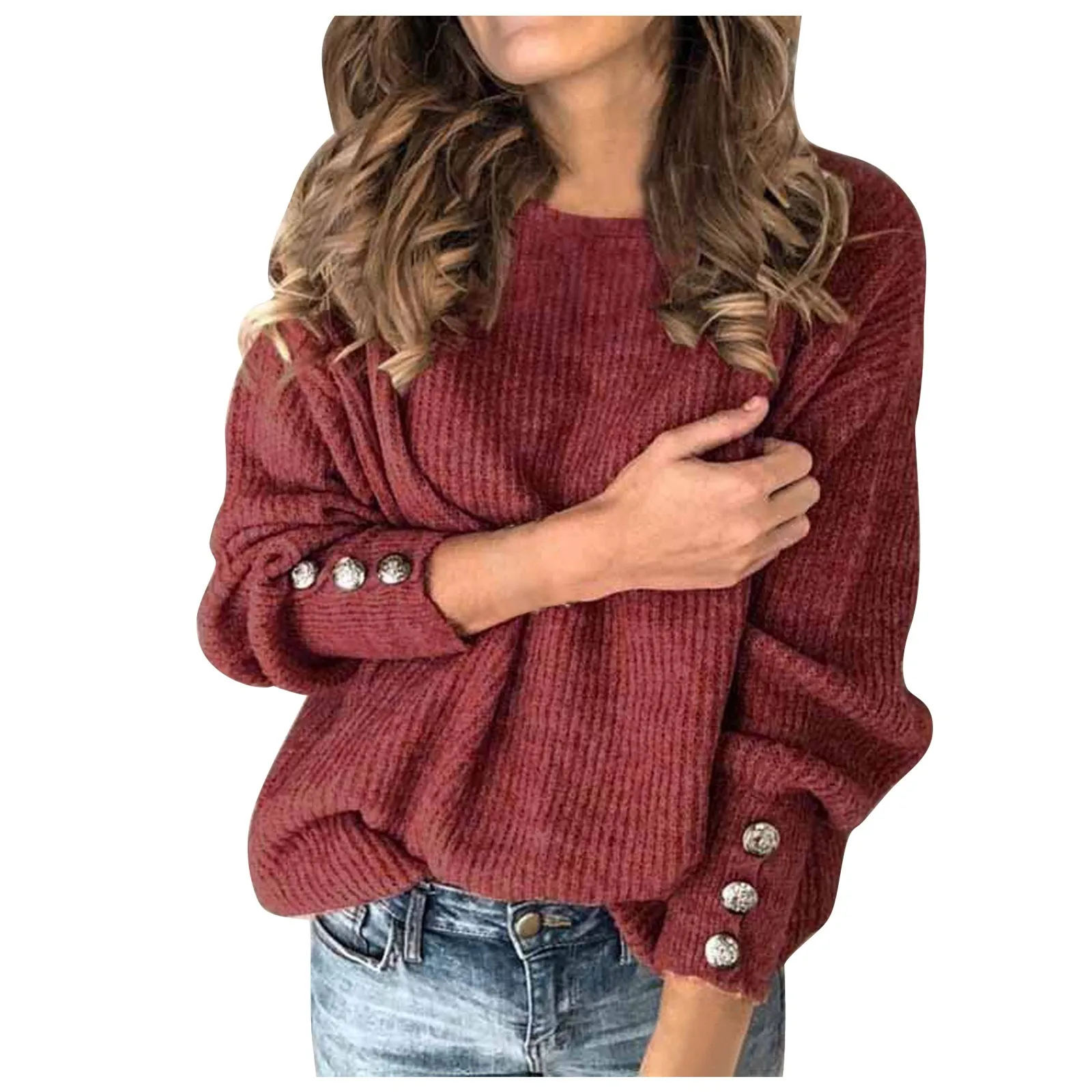 

Women's Fashion Solid Color Pullover Round Neck Warm Long Sleeve Sweater Women's Fashion Solid Color Pullover Round Neck Warm