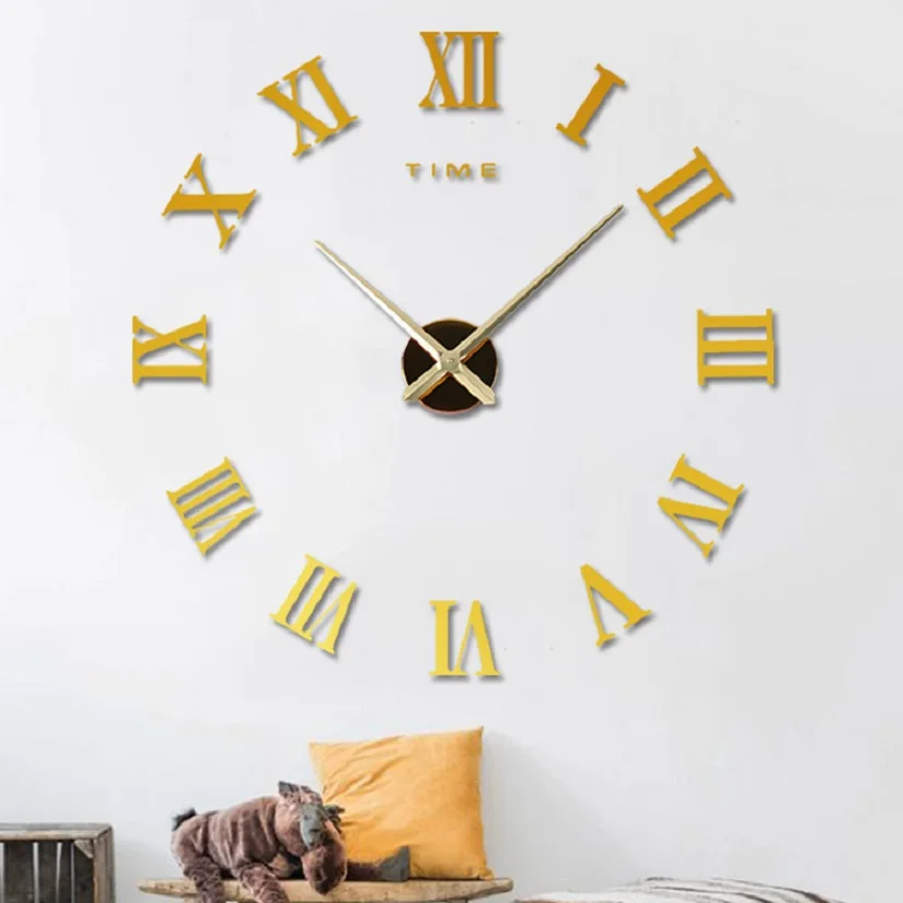 

Acrylic creative wall clock European personality DIY simple mirror living room decorative wall clock digital wall sticker clock