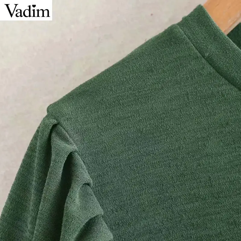 Женское элегантное платье vadim зеленого цвета миди Длинные рукава галстук-бабочка