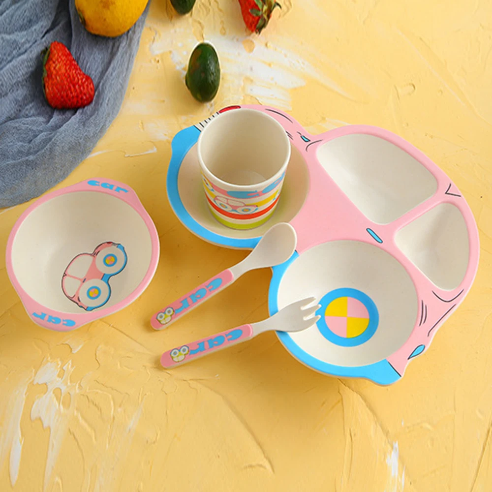 Чашка для кормления малыша тарелка посуда вилка ложка чашка 5 шт./компл. детская