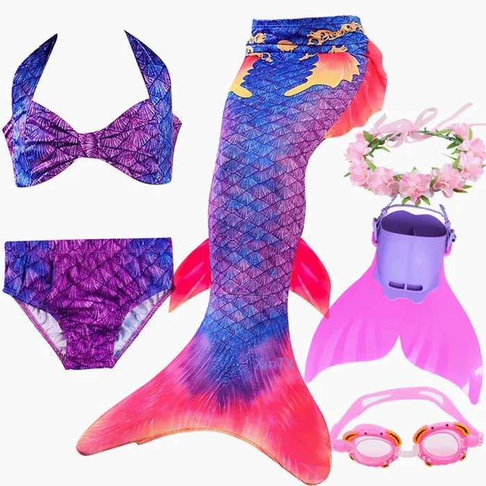 Детский хвост русалки для купания с моновинкой девочек Ариэль купальный костюм