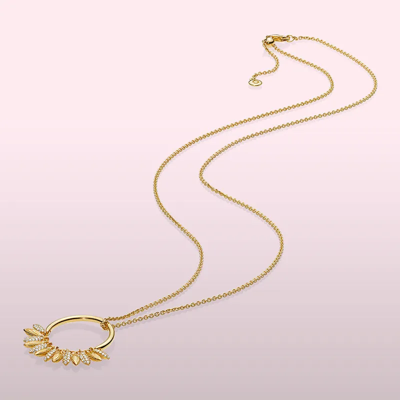 

Original Pans 925 Sterling Silver Gold Shine Circle of Seeds Pendant Necklace Women Adjust Sliding Necklaces Gift Jewelry