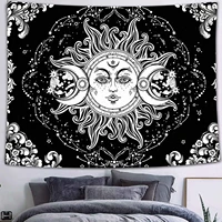 simsant planet tapestry triple moon tapestry black and white theme tapestry poster mural bohemian sun moon tapestry for dorm