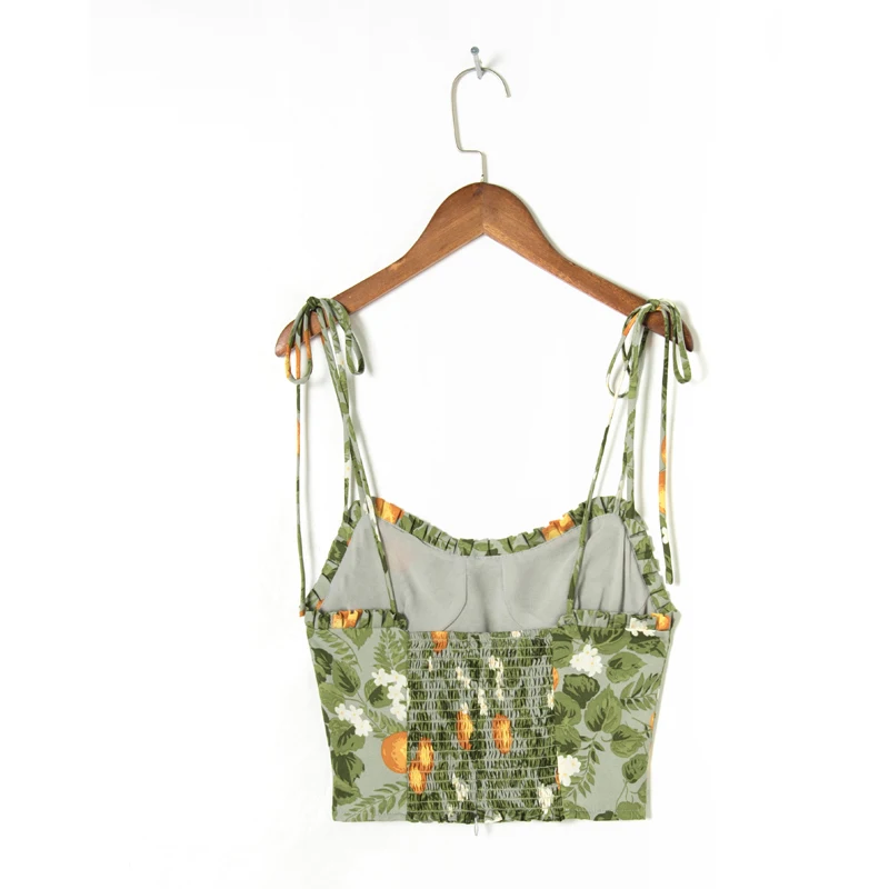 

Summer Women's Casual Print Ruffled Slim Camisole