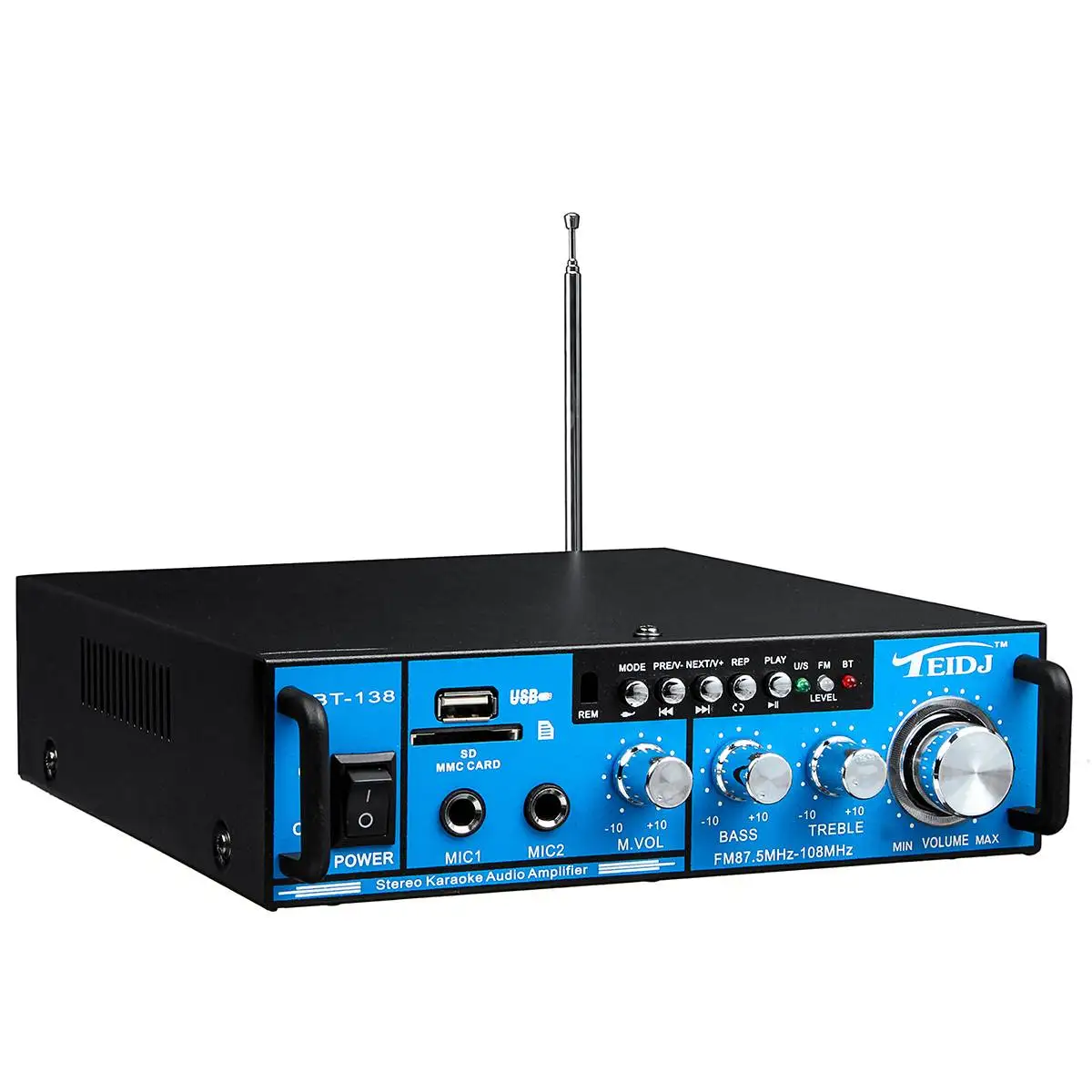 800 Вт 12 В/220 В 2,0 канальный Hifi bluetooth автомобильный аудио усилитель мощности домашний кинотеатр усилители SD fm-радио Музыка Караоке W/двойной микрофон