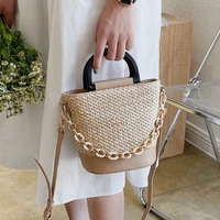 elegant female tote bucket bag 2021 summer new high quality straw womens designer handbag woven travel shoulder messenger bag