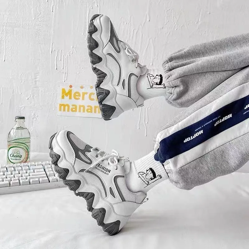 

New Autumn Women Shoes New Chunky Sneakers Women Lace-Up Platform Vulcanize Shoes Casual Fashion Dad Shoes Zapatillas Mujer