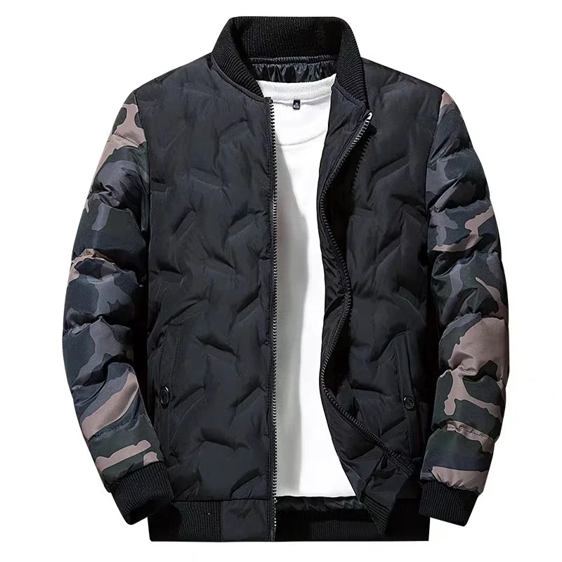 Men's Fashion Camouflage Stitching Baseball Uniform Cotton Clothing Casual Men Clothing Winter Coat Men Large Size Winter Jacket