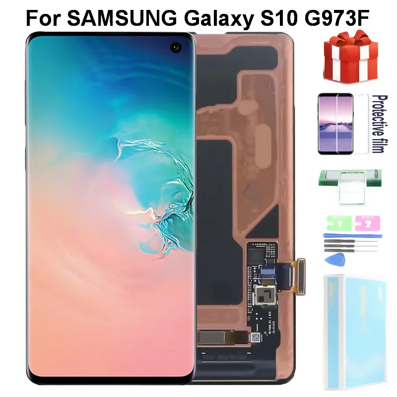 Pantalla Lcd 100% Original para SAMSUNG Galaxy S10, digitalizador de pantalla t&aacute;ctil con defectos, G973, G973U, G9730, SM-G973F, G973F/DS-0