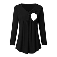 womens maternity breastfeeding t shirt clothes for pregnant women v neck solid long sleeve nursing tops maternity clothing