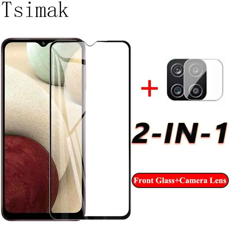 2 в 1 защитное закаленное стекло на экран для Samsung A12 Защитная пленка экрана Galaxy SM