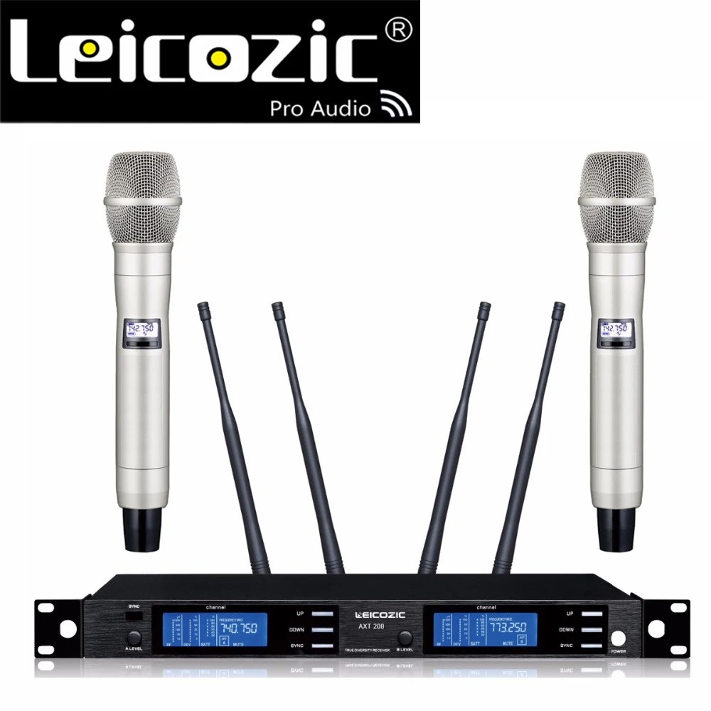 Профессиональный двухканальный микрофон leizic atx200 беспроводной uhf - купить по