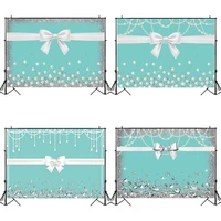 breakfast blue bow knot birthday backdrop sweet 16 turquoise bow photography background bridal shower wedding banner backdrops