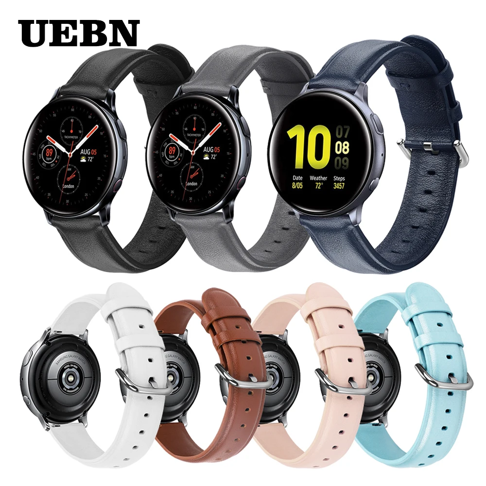 Кожаный ремешок UEBN для наручных часов Samsung Active 2 40 мм 44 SM R820 R830 R500 R600 R810 Galaxy Watch 42