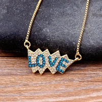 romantic letter i love you pendant neckalces for women cubic zirconia fine wedding birthday jewelry gift for the one you love