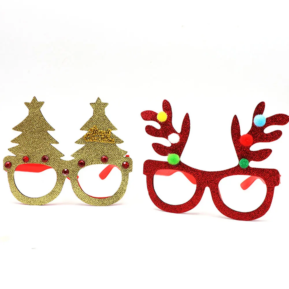 Рождественские очки Санта Клаус Снеговик Снежинка Дерево лося Бумажные реквизит